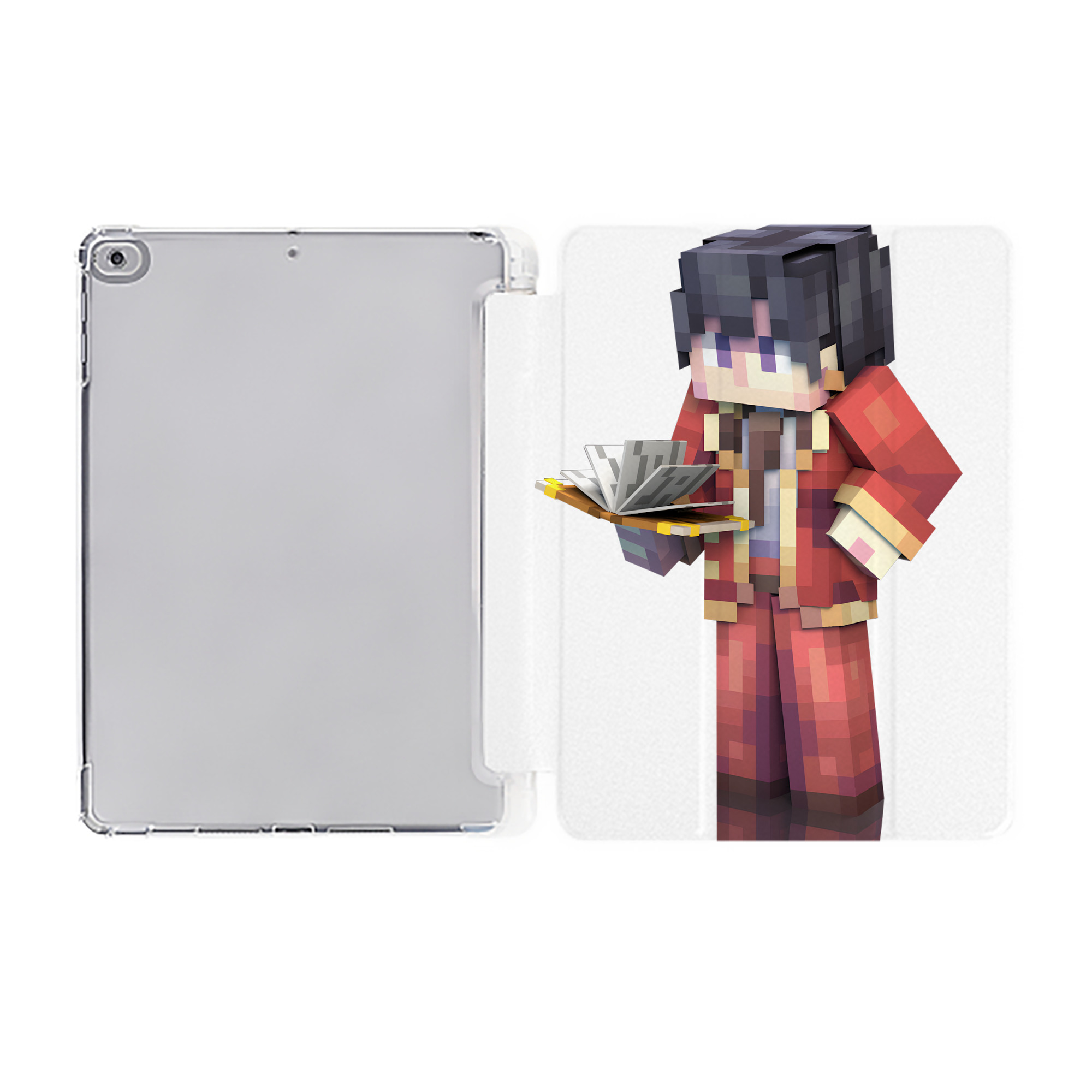 （画像用） マインクラフト ブロックの世界 Minecraft MC Block world IPad ケース ペン収納付き 三つ折りスタンド PUレザー×シリコン 対応機種9.5/10.5/10.9インチ